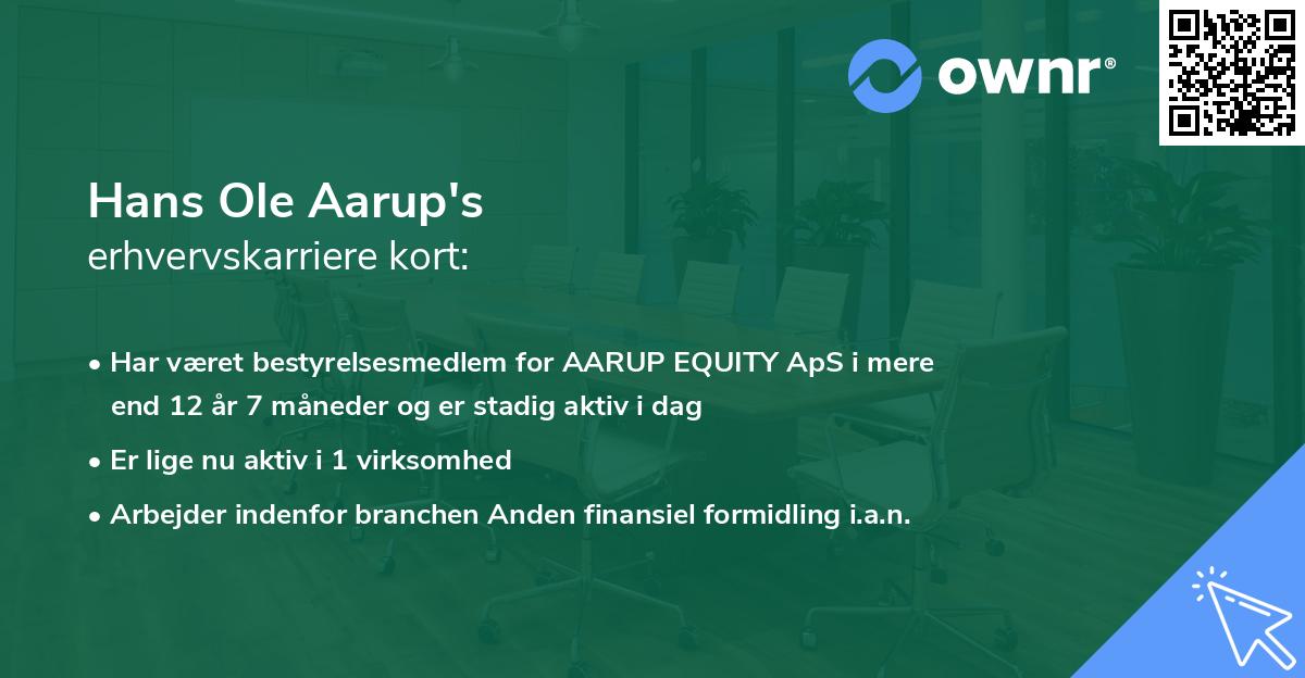 Hans Ole Aarup's erhvervskarriere kort