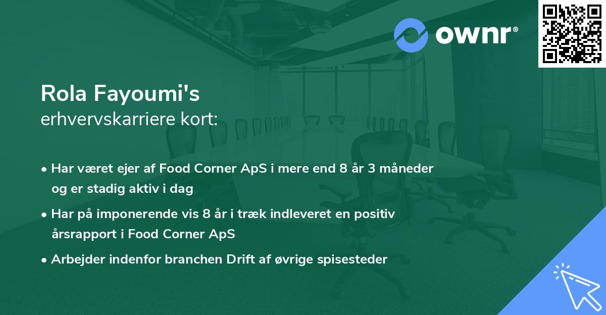 Rola Fayoumi's erhvervskarriere kort
