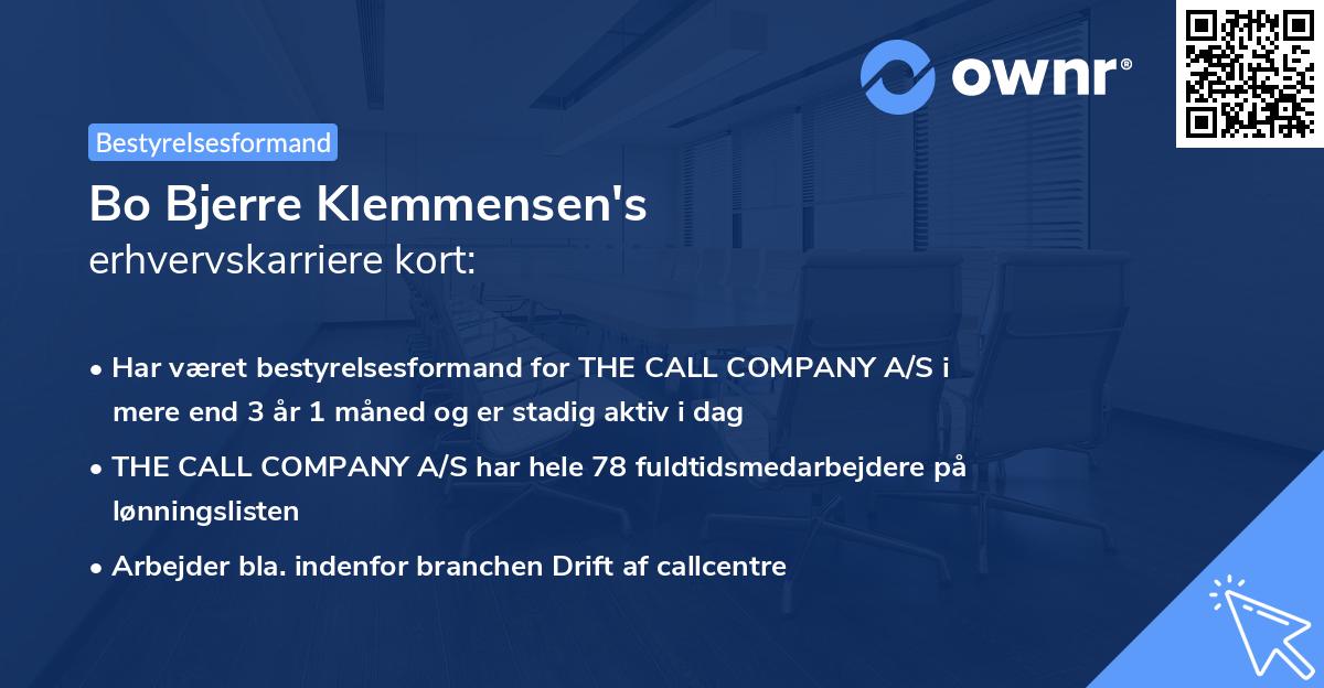 Bo Bjerre Klemmensen's erhvervskarriere kort