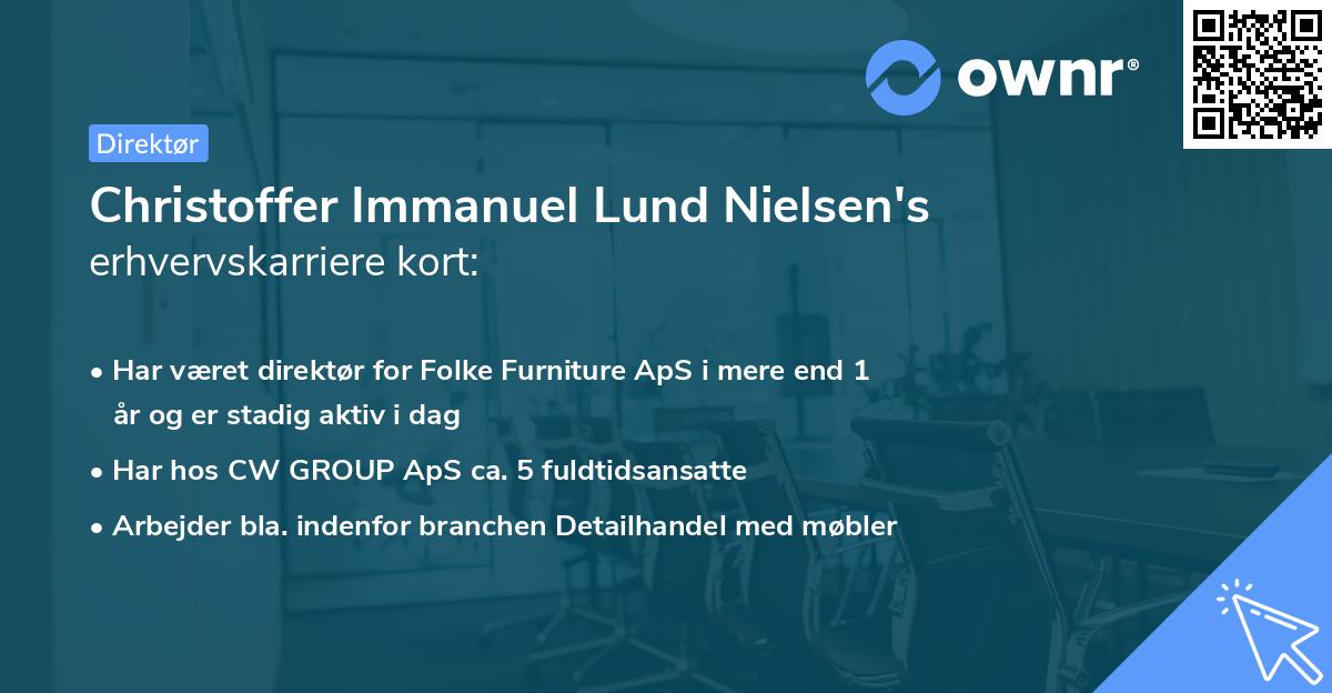 Christoffer Immanuel Lund Nielsen's erhvervskarriere kort
