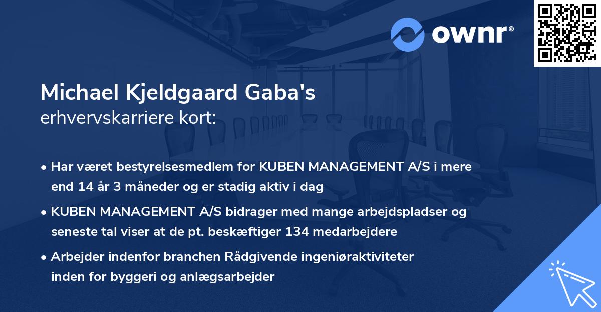 Michael Kjeldgaard Gaba's erhvervskarriere kort