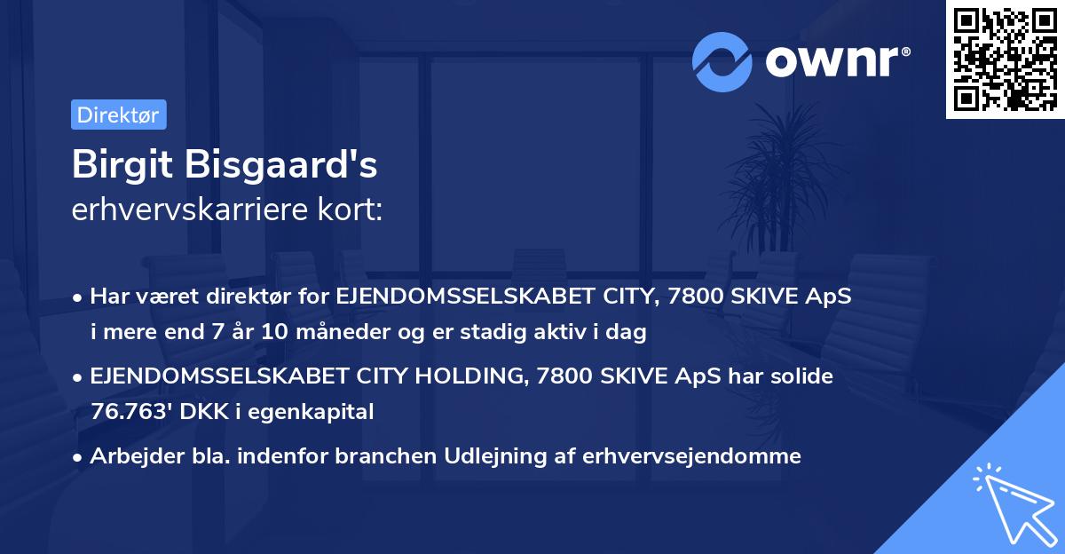 Birgit Bisgaard's erhvervskarriere kort
