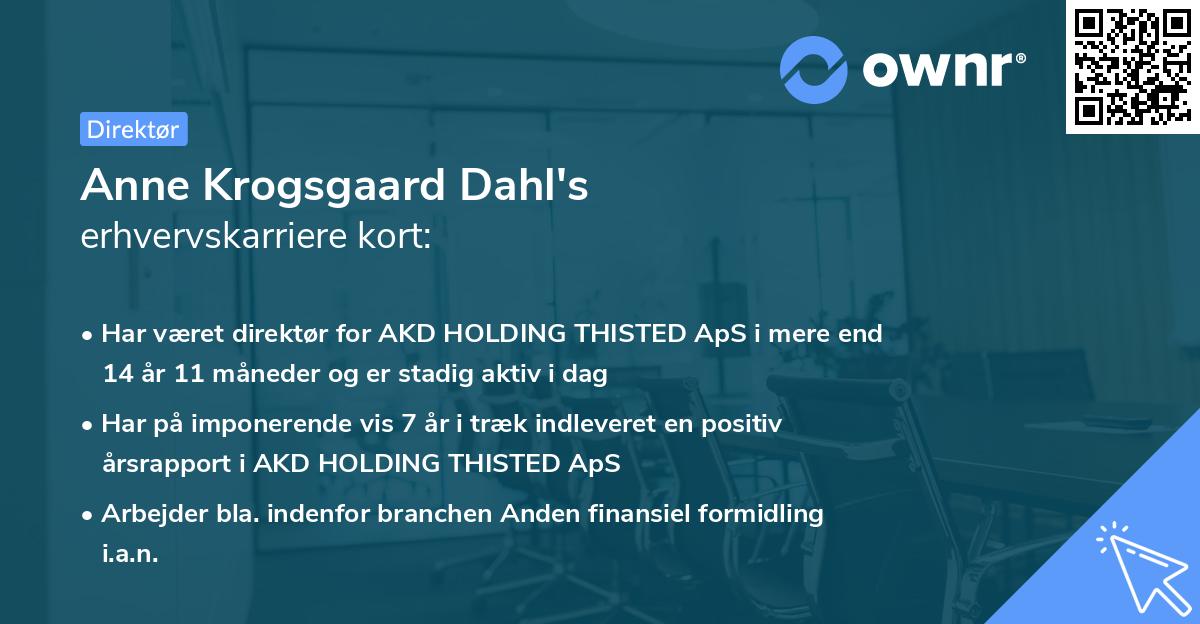 Anne Krogsgaard Dahl's erhvervskarriere kort