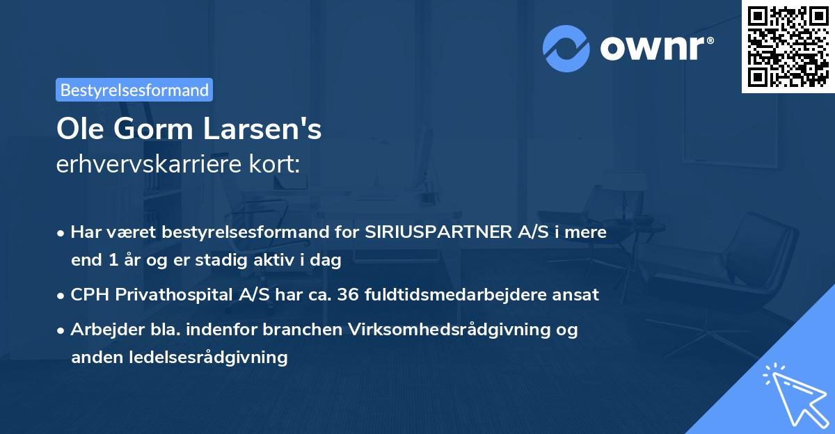 Ole Gorm Larsen's erhvervskarriere kort
