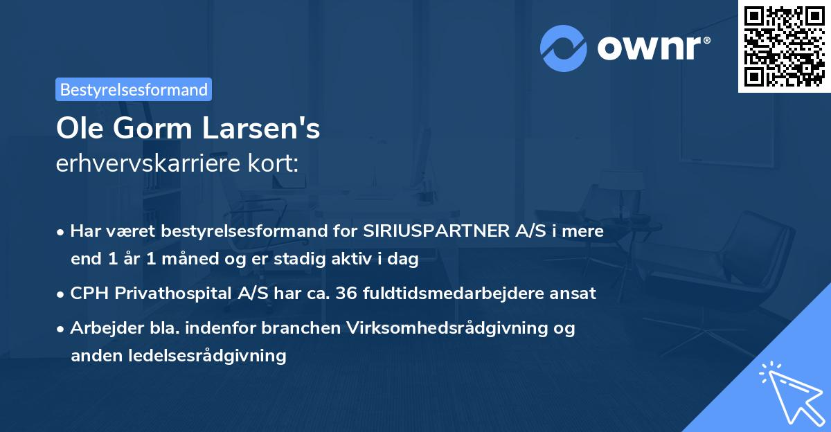 Ole Gorm Larsen's erhvervskarriere kort