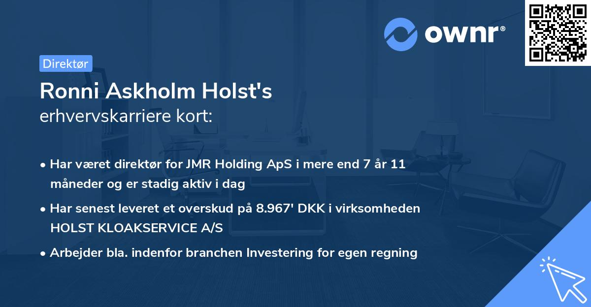 Ronni Askholm Holst's erhvervskarriere kort
