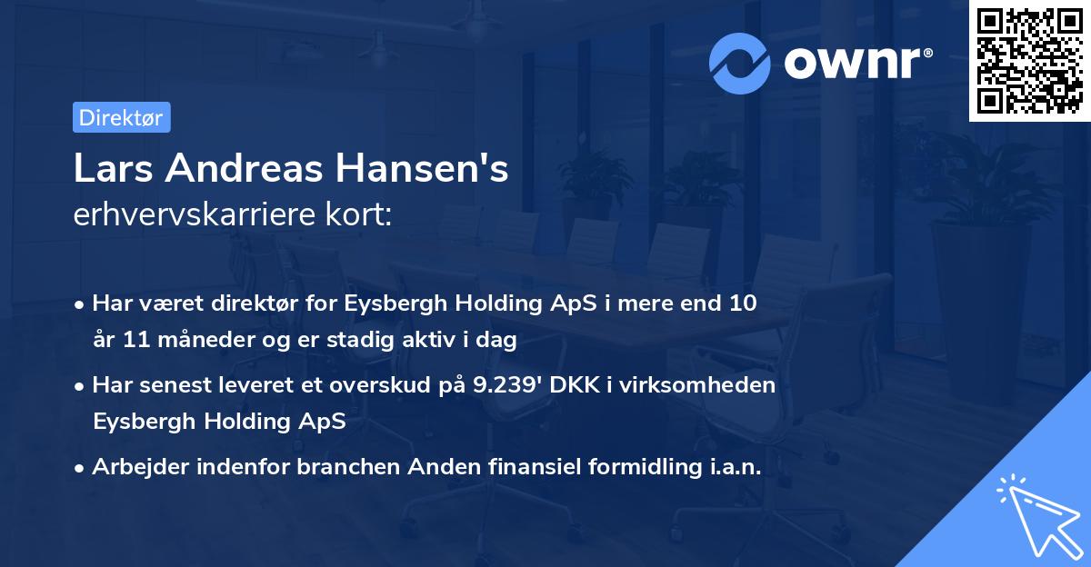 Lars Andreas Hansen's erhvervskarriere kort