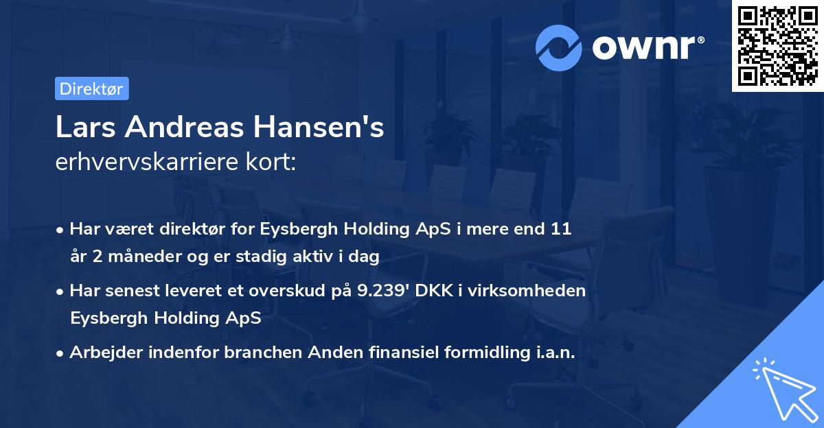 Lars Andreas Hansen's erhvervskarriere kort