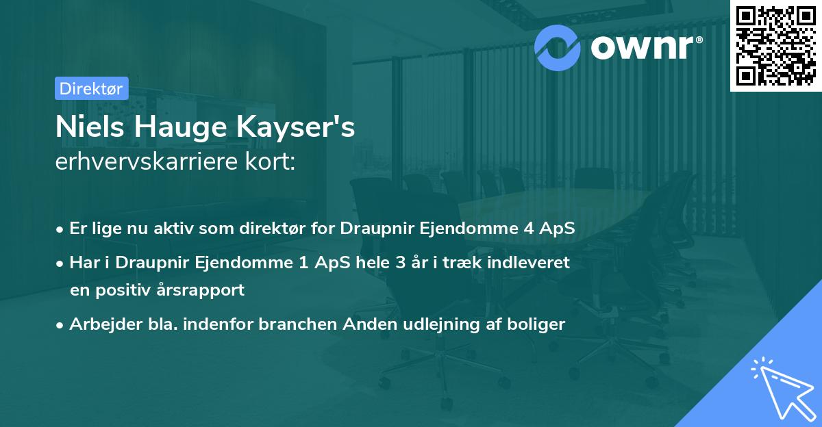 Niels Hauge Kayser's erhvervskarriere kort