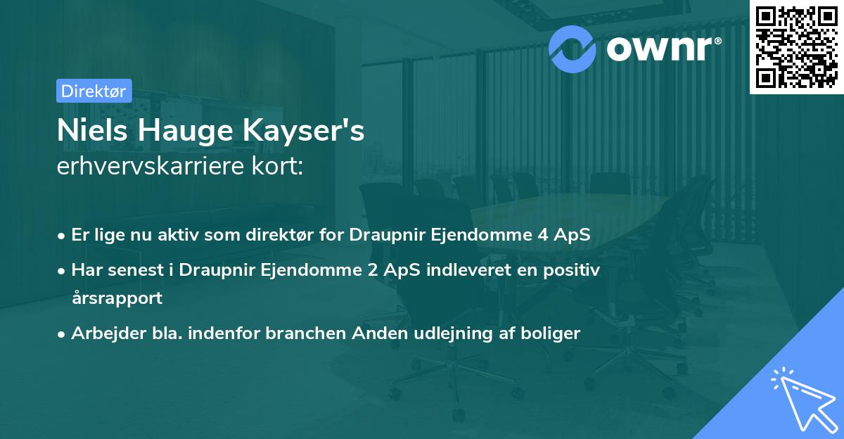 Niels Hauge Kayser's erhvervskarriere kort