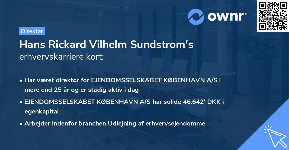 Hans Rickard Vilhelm Sundstrom's erhvervskarriere kort