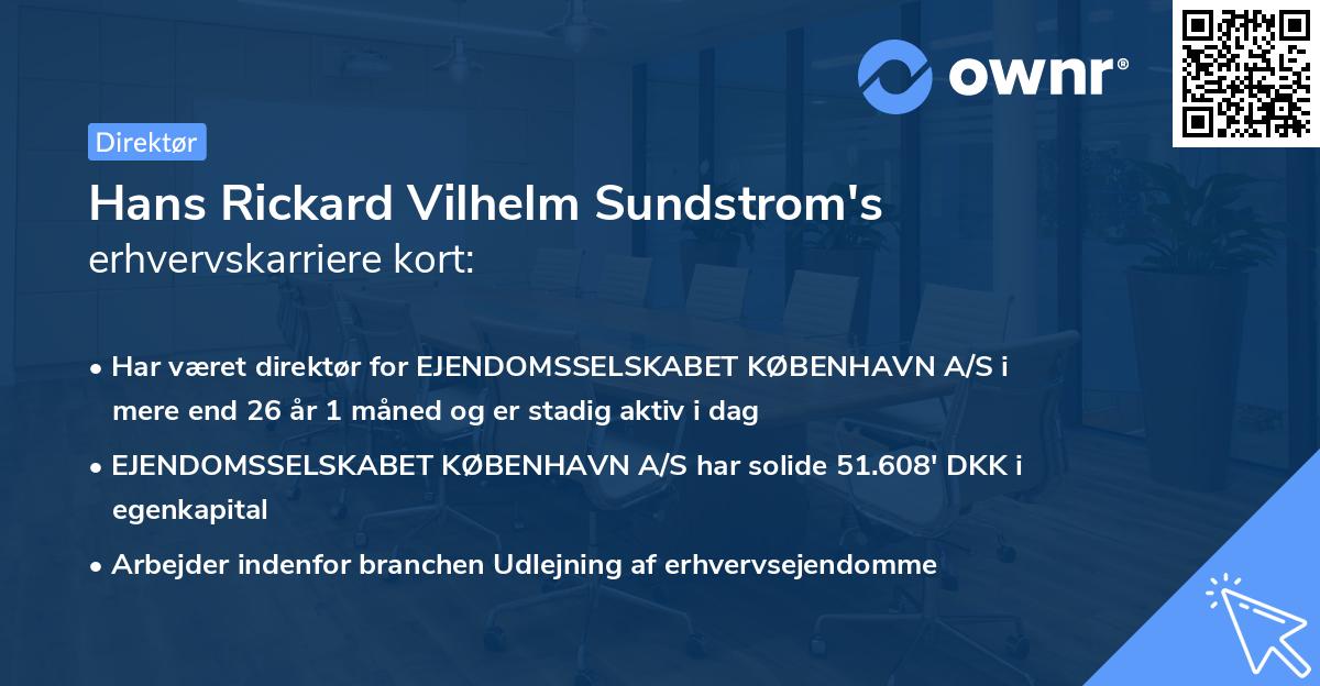 Hans Rickard Vilhelm Sundstrom's erhvervskarriere kort