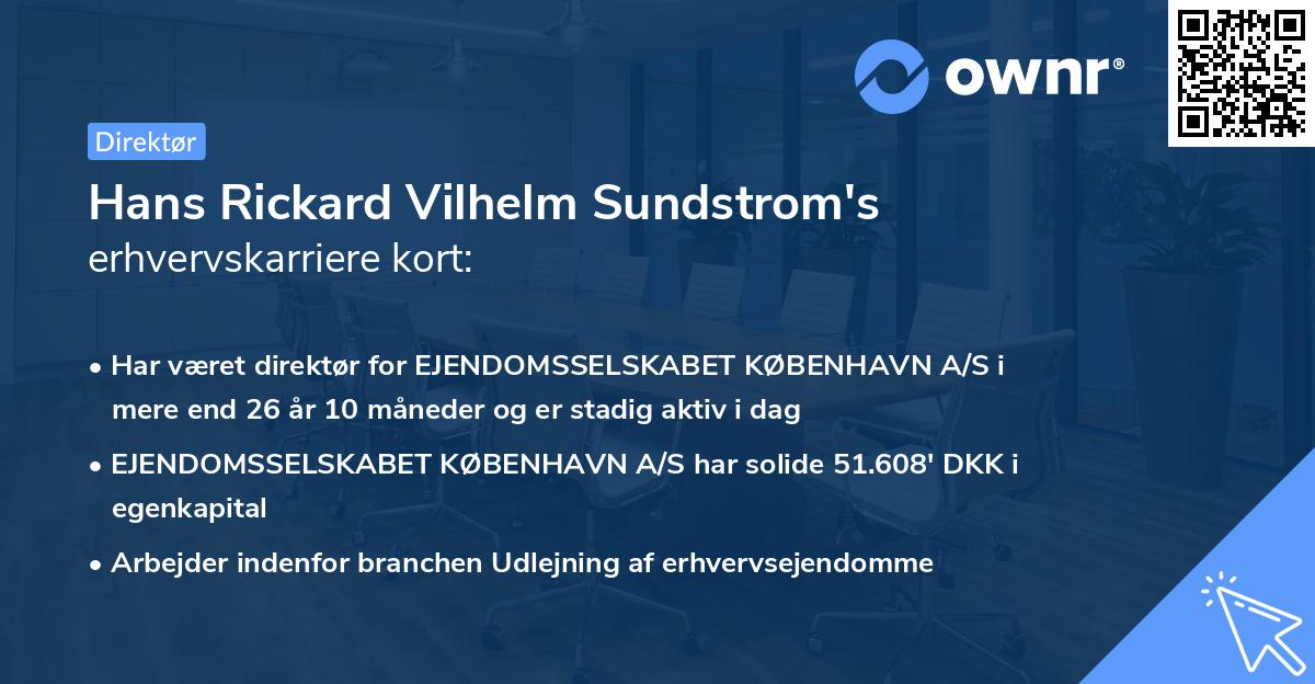 Hans Rickard Vilhelm Sundstrom's erhvervskarriere kort