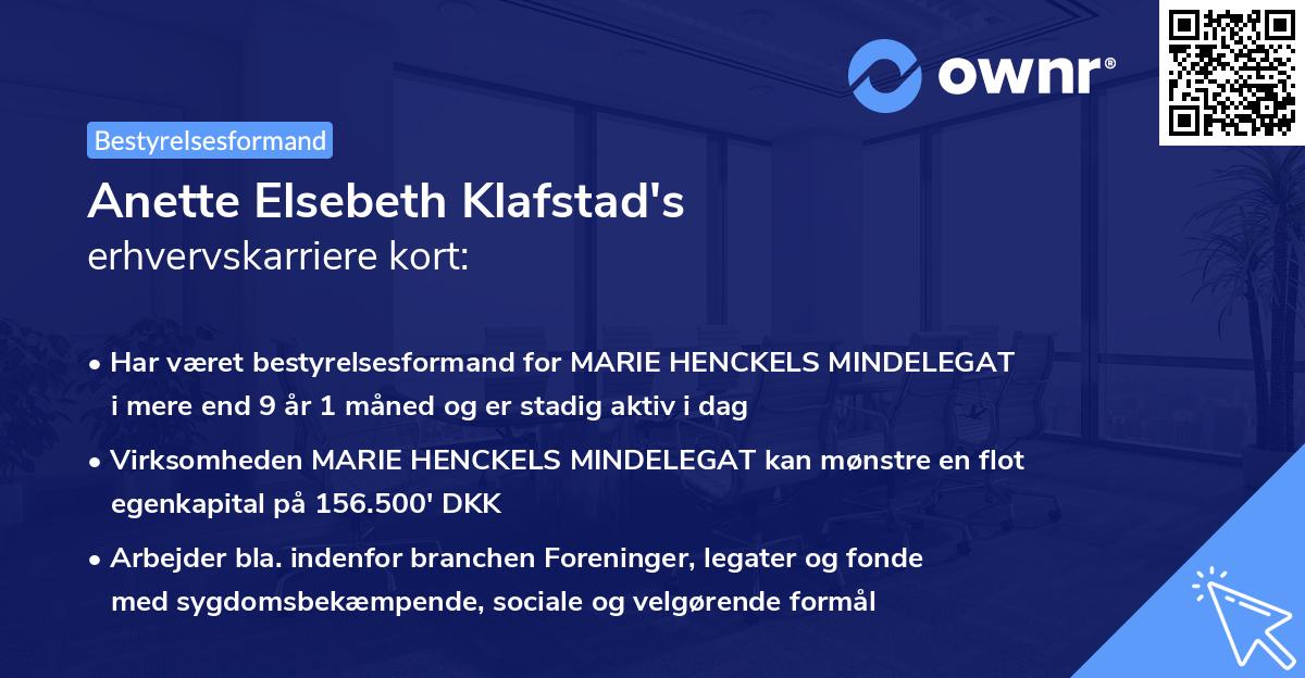 Anette Elsebeth Klafstad's erhvervskarriere kort