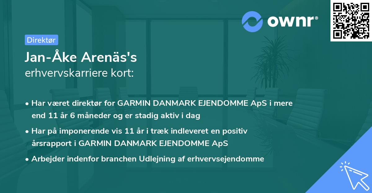 Jan-Åke Arenäs's erhvervskarriere kort