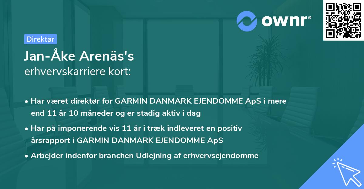 Jan-Åke Arenäs's erhvervskarriere kort