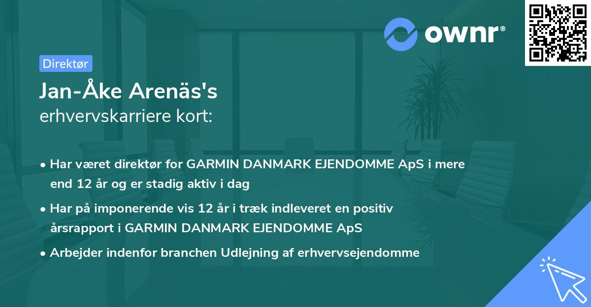 Jan-Åke Arenäs's erhvervskarriere kort