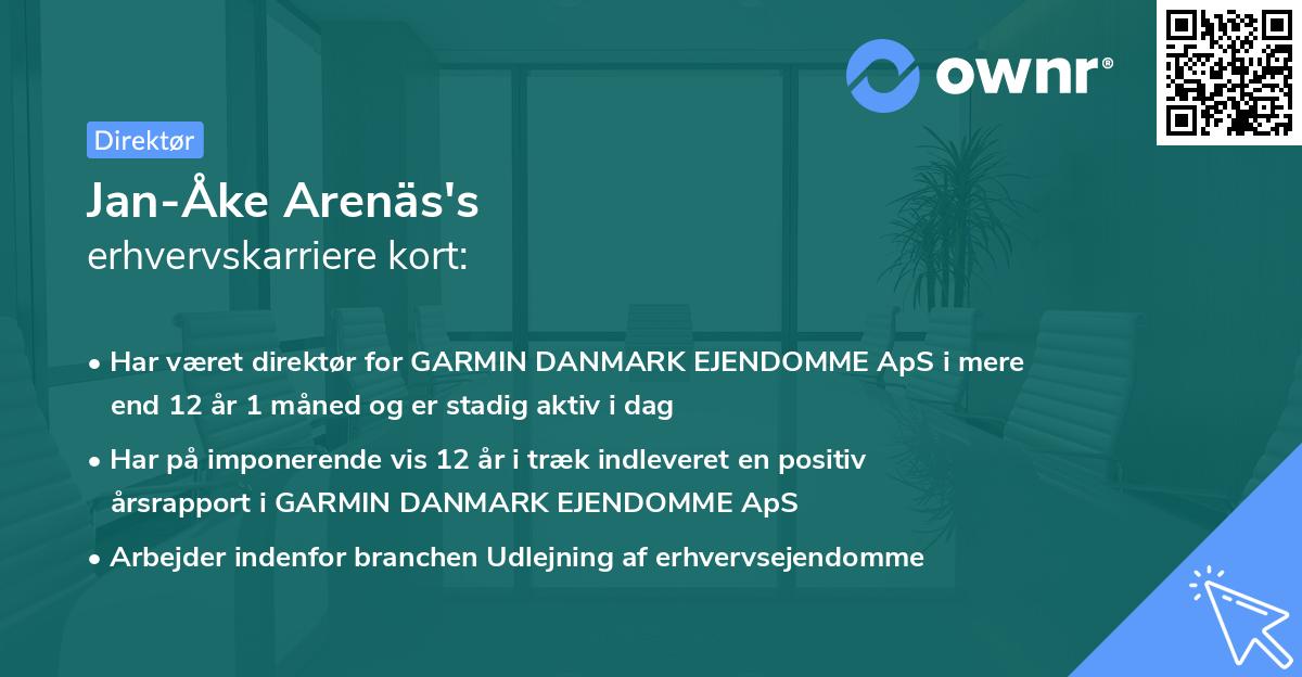 Jan-Åke Arenäs's erhvervskarriere kort