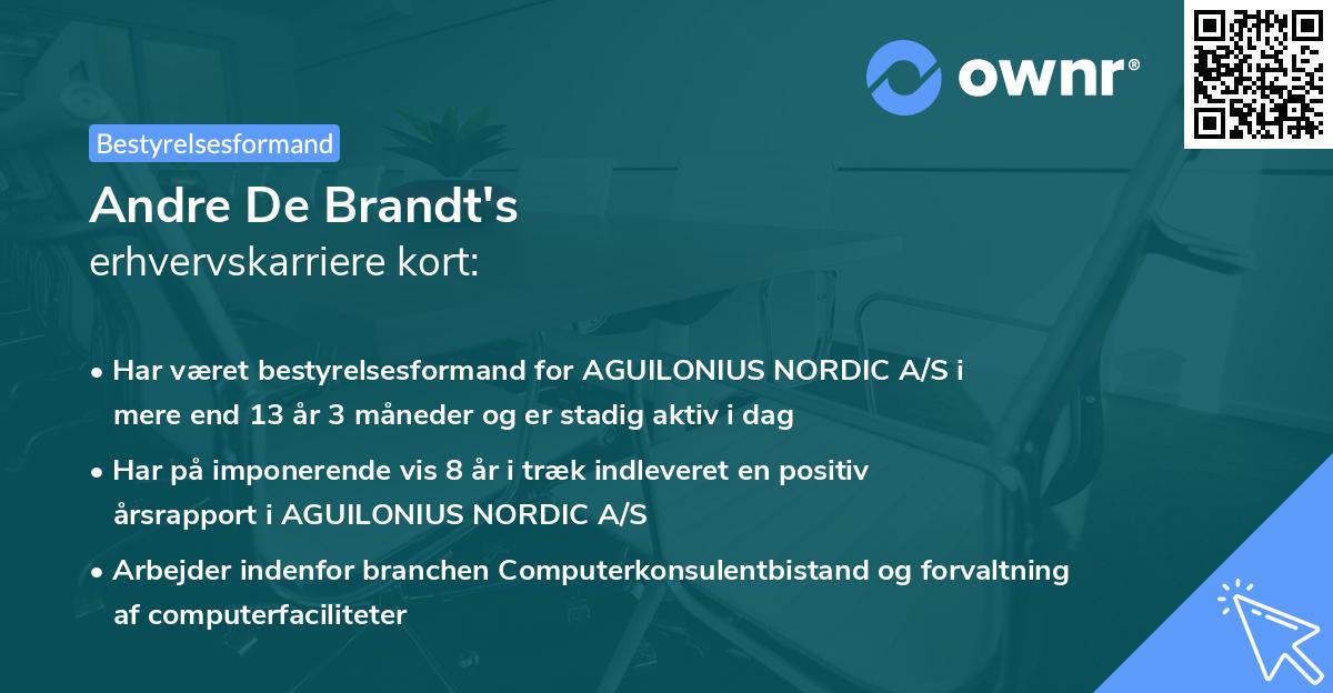 Andre De Brandt's erhvervskarriere kort