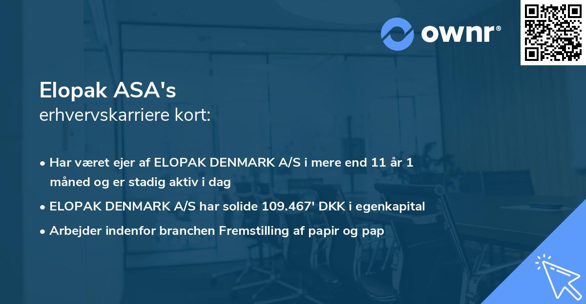Elopak ASA's erhvervskarriere kort