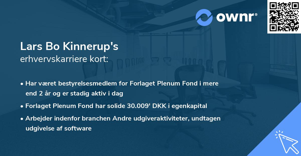 Lars Bo Kinnerup's erhvervskarriere kort
