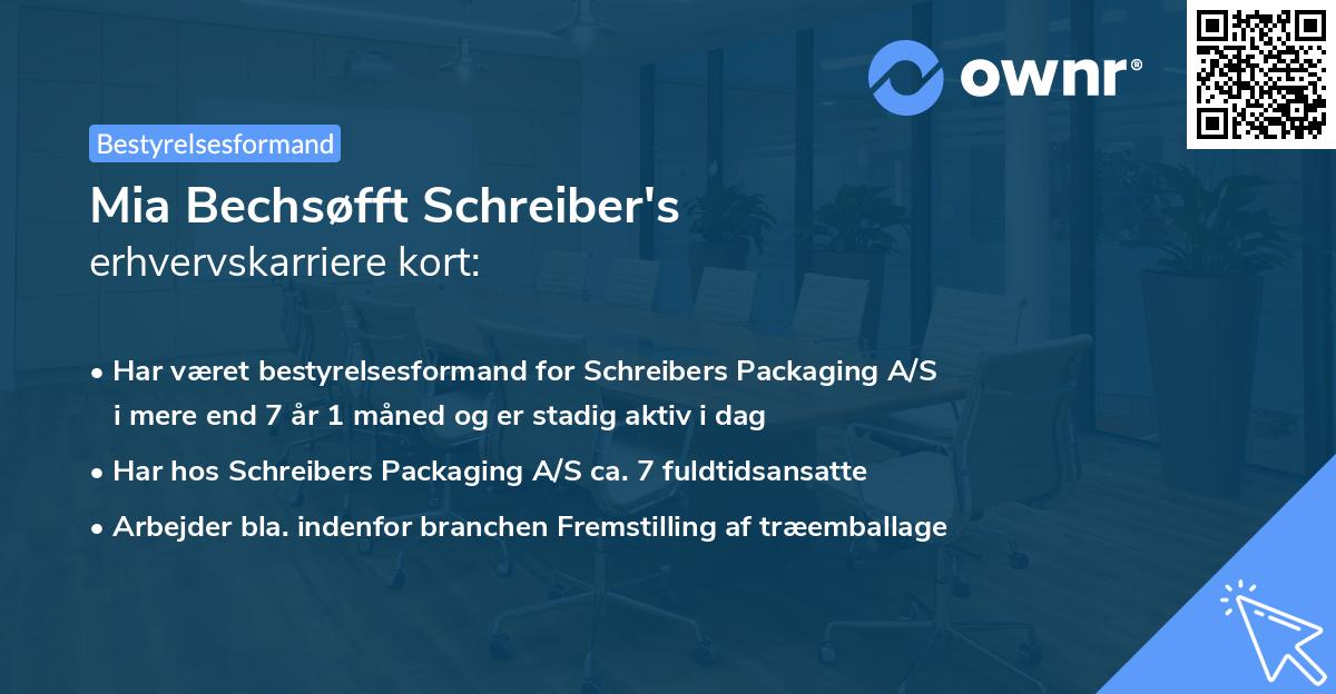 Mia Bechsøfft Schreiber's erhvervskarriere kort