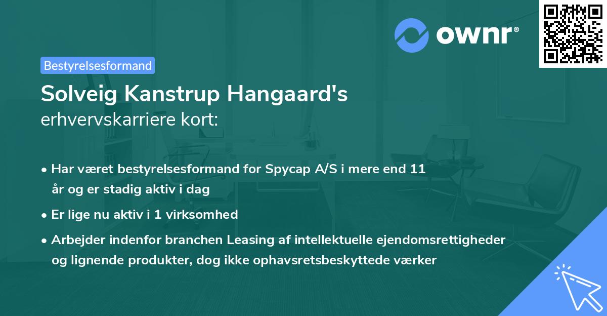 Solveig Kanstrup Hangaard's erhvervskarriere kort