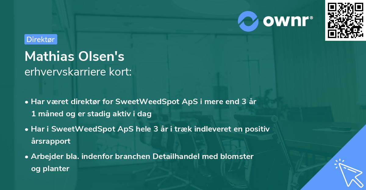 Mathias Olsen's erhvervskarriere kort