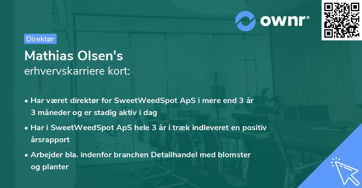 Mathias Olsen's erhvervskarriere kort