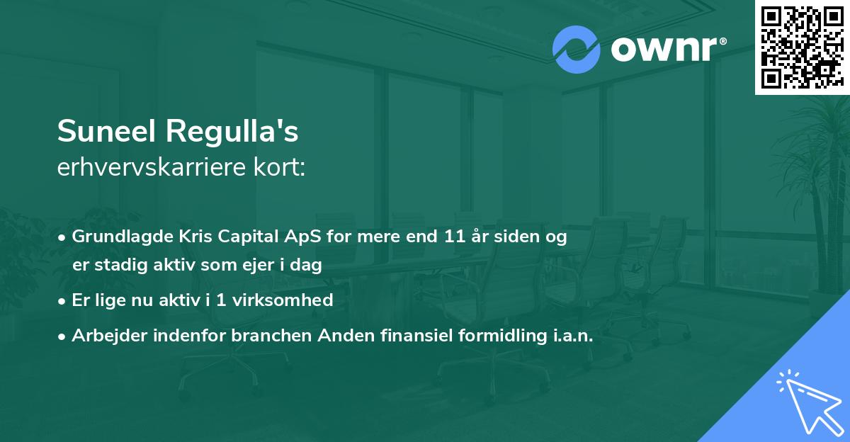 Suneel Regulla's erhvervskarriere kort