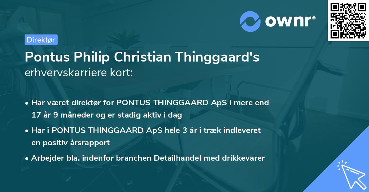 Pontus Philip Christian Thinggaard's erhvervskarriere kort