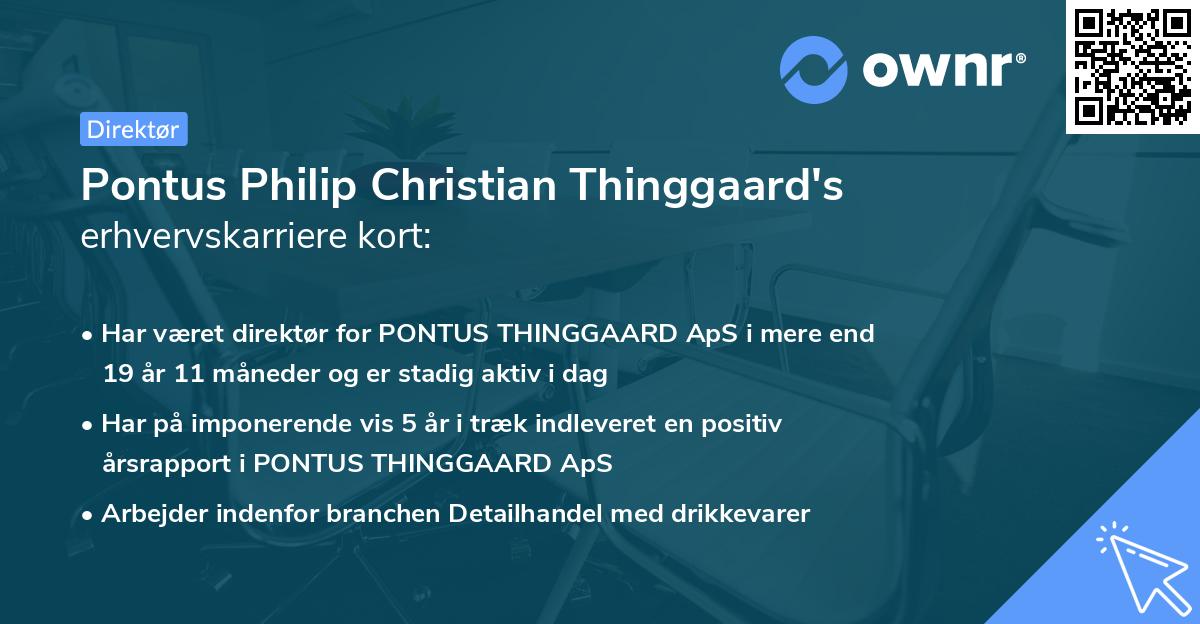 Pontus Philip Christian Thinggaard's erhvervskarriere kort
