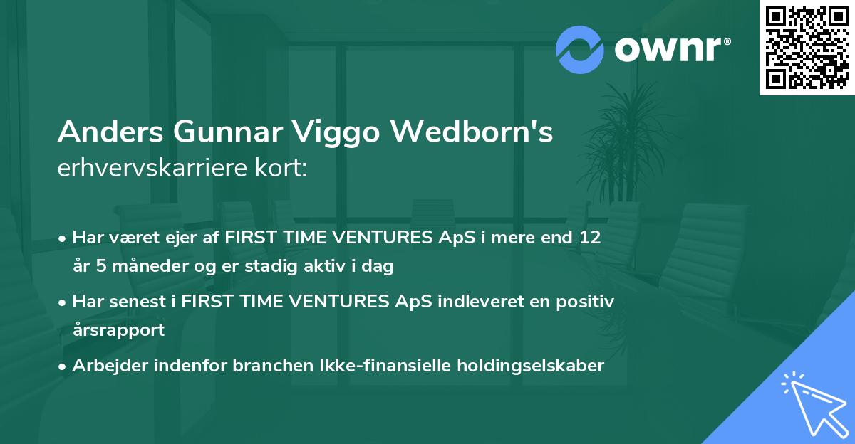 Anders Gunnar Viggo Wedborn's erhvervskarriere kort