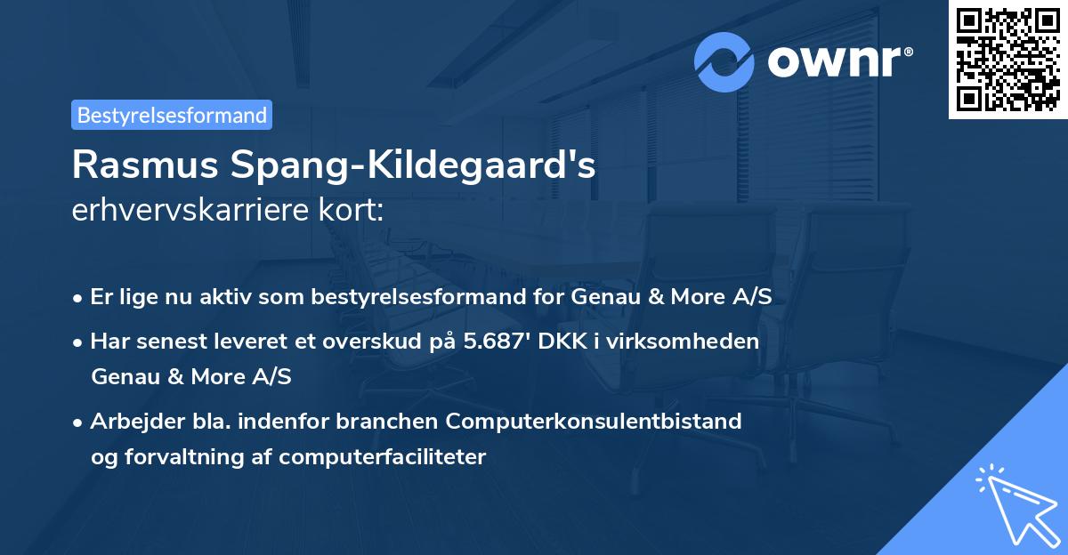 Rasmus Spang-Kildegaard's erhvervskarriere kort