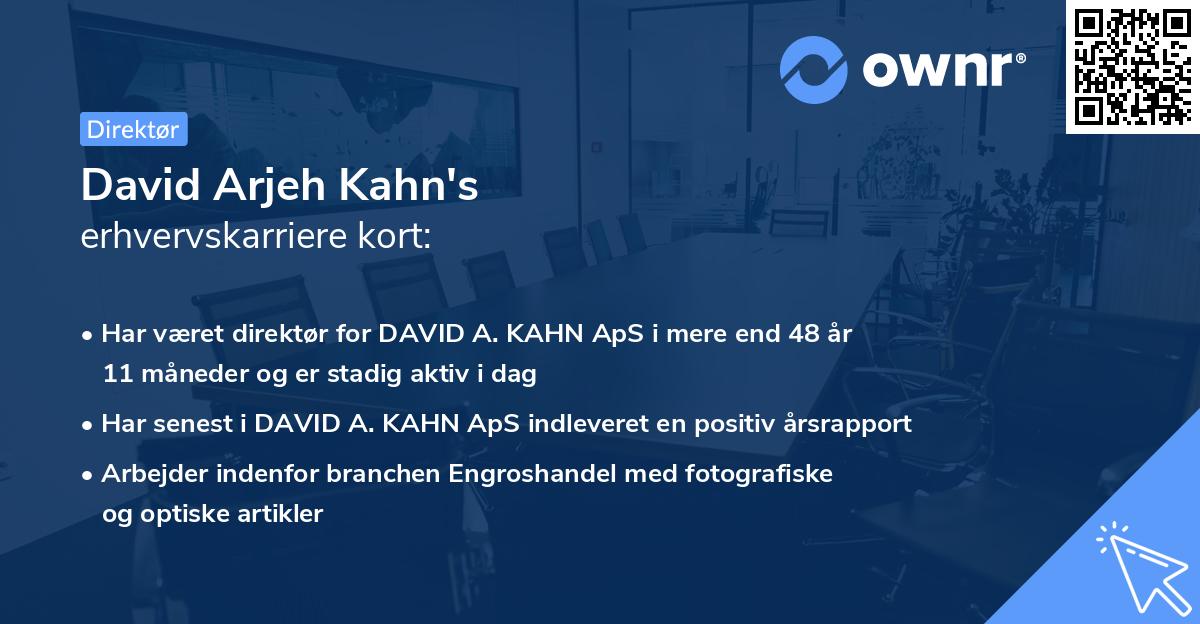 David Arjeh Kahn's erhvervskarriere kort