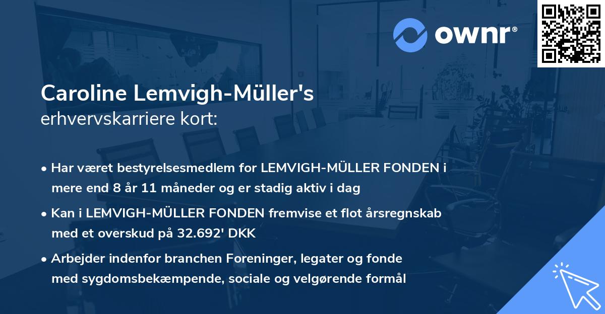 Caroline Lemvigh-Müller's erhvervskarriere kort