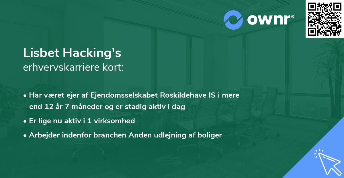 Lisbet Hacking's erhvervskarriere kort