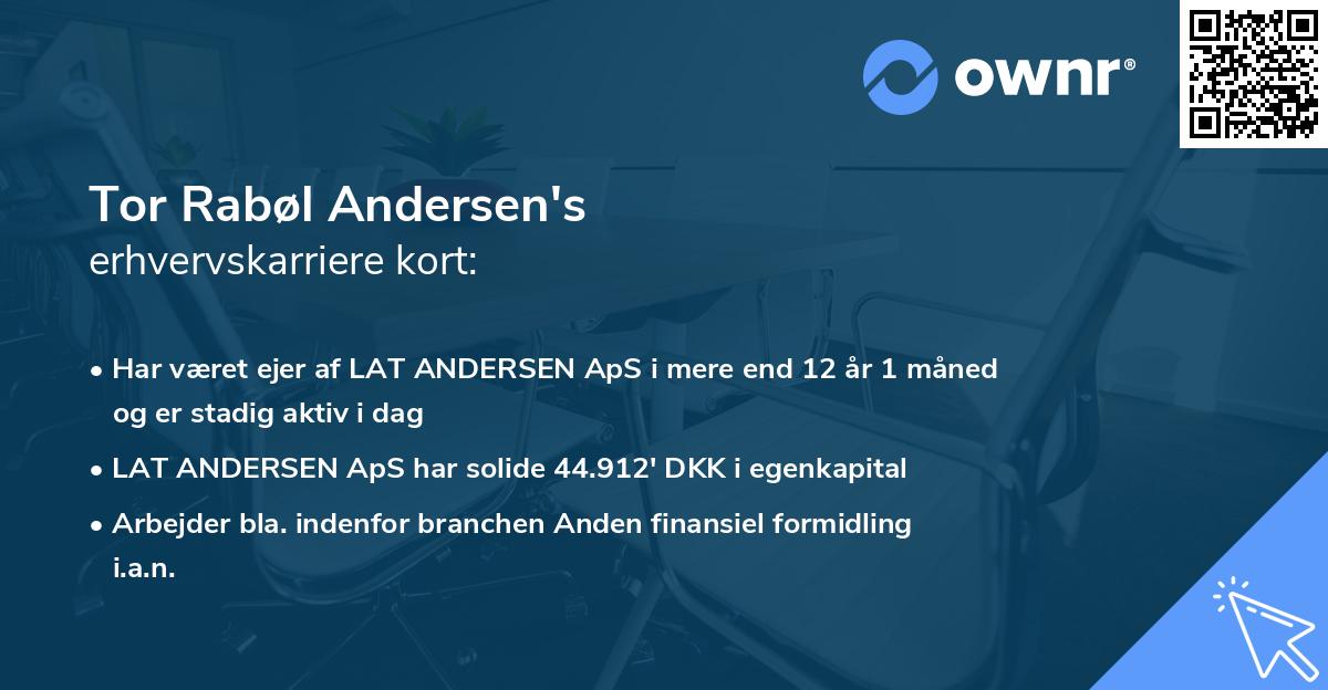 Tor Rabøl Andersen's erhvervskarriere kort