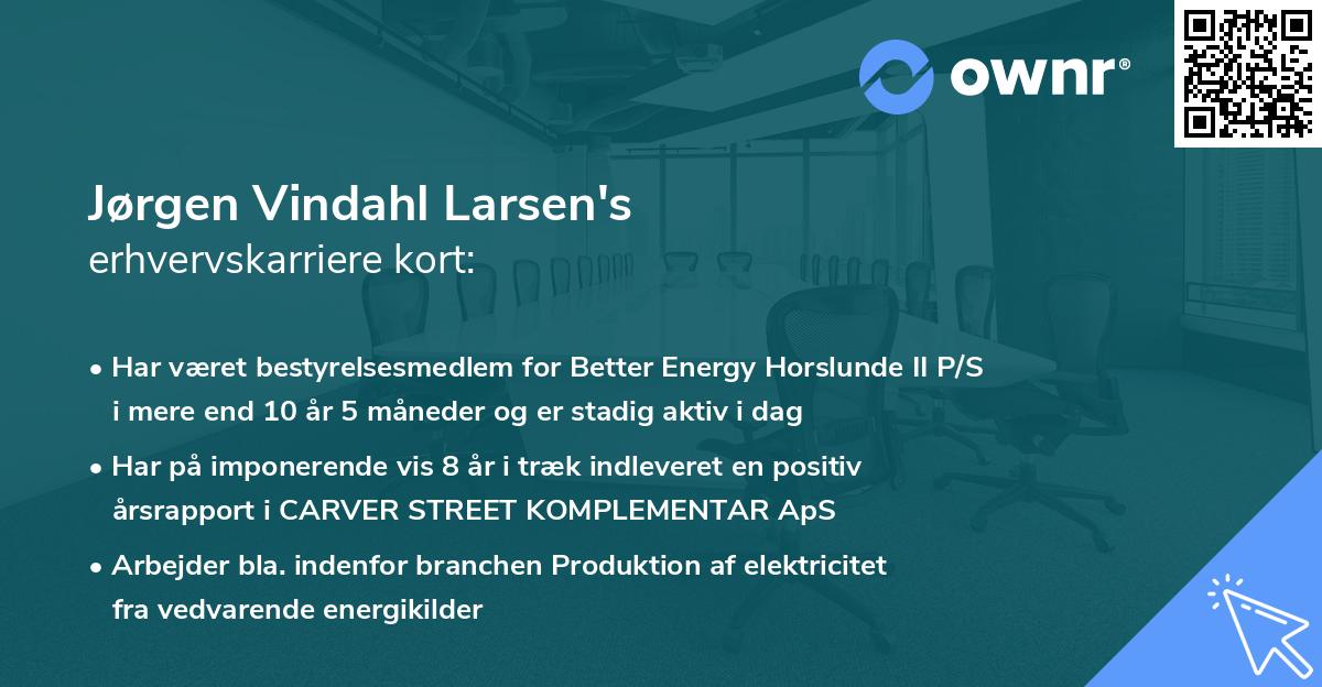Jørgen Vindahl Larsen's erhvervskarriere kort