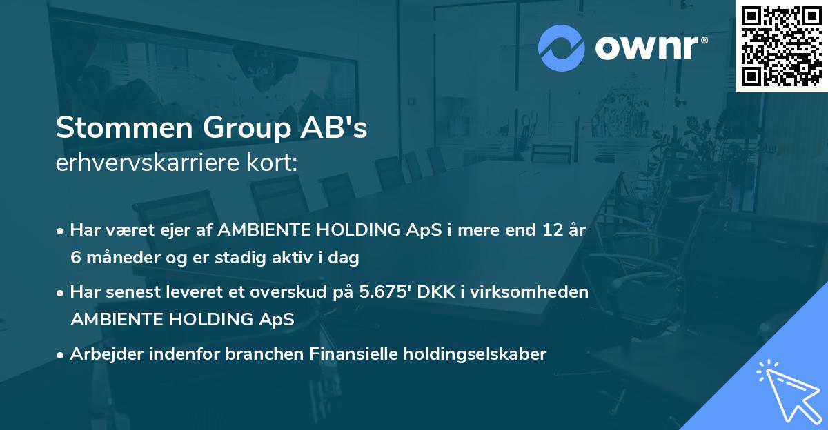 Stommen Group AB's erhvervskarriere kort