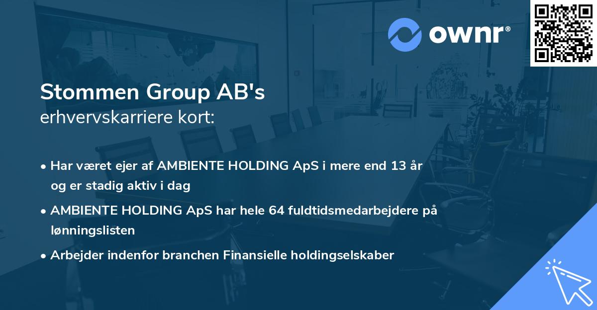 Stommen Group AB's erhvervskarriere kort