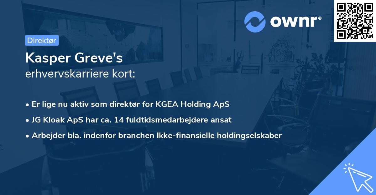 Kasper Greve's erhvervskarriere kort