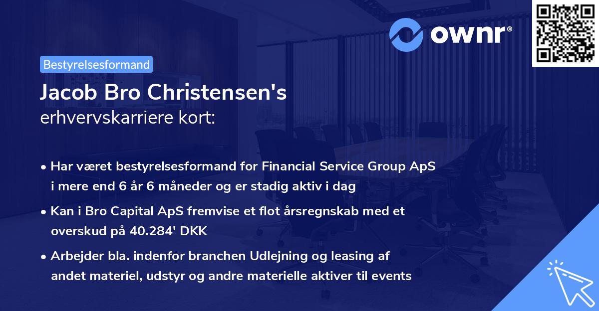 Jacob Bro Christensen's erhvervskarriere kort