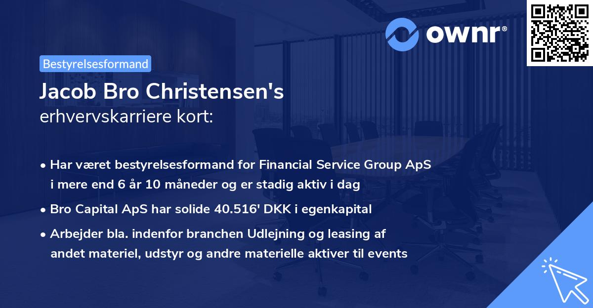 Jacob Bro Christensen's erhvervskarriere kort