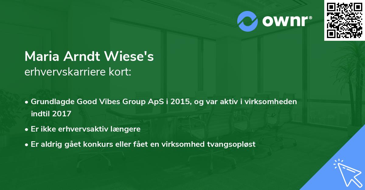 Maria Arndt Wiese's erhvervskarriere kort