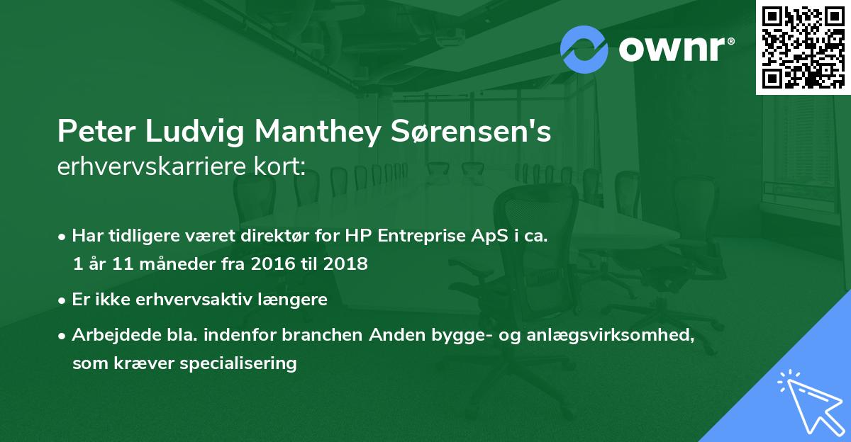Peter Ludvig Manthey Sørensen's erhvervskarriere kort