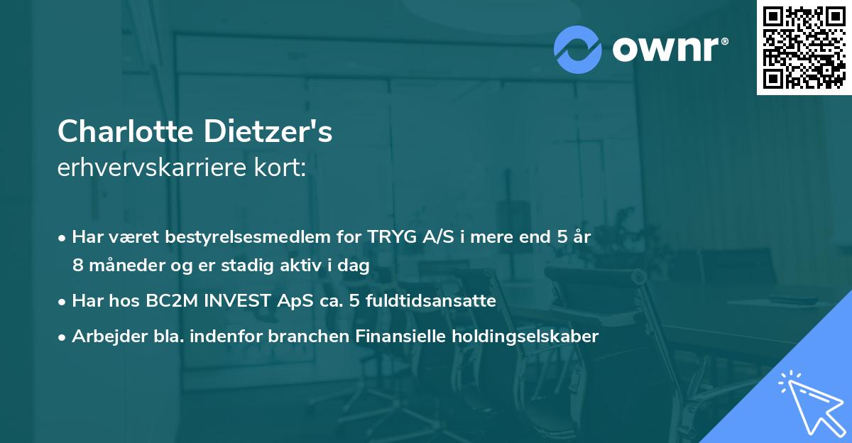 Charlotte Dietzer's erhvervskarriere kort