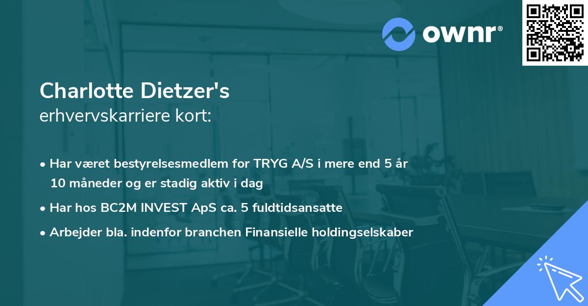 Charlotte Dietzer's erhvervskarriere kort