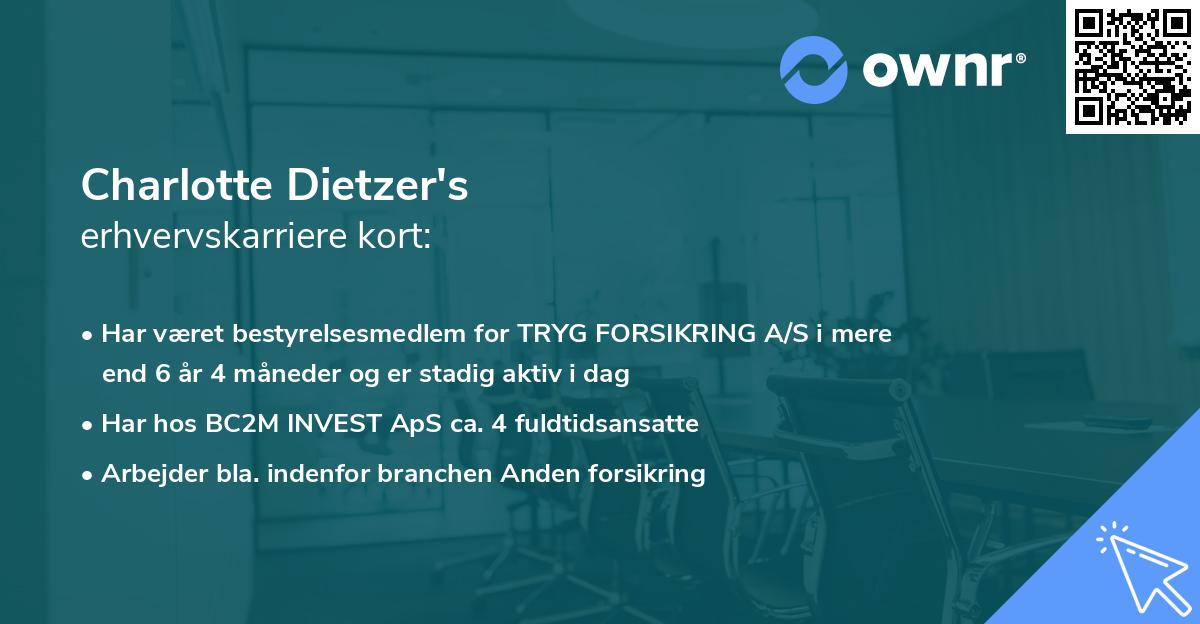 Charlotte Dietzer's erhvervskarriere kort