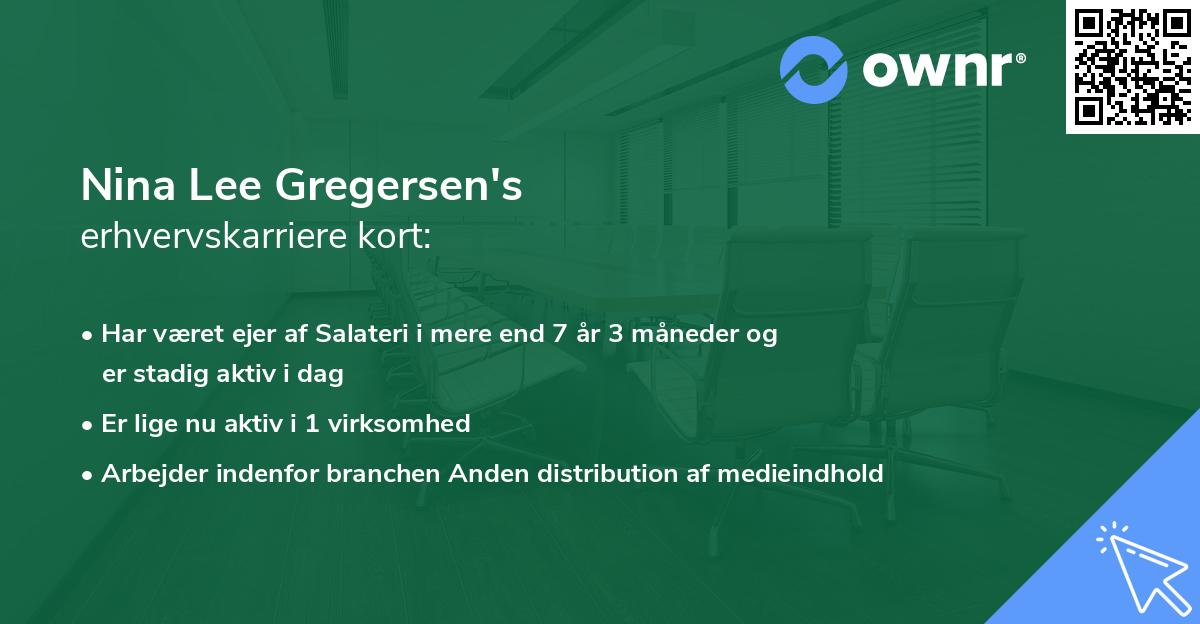 Nina Lee Gregersen's erhvervskarriere kort
